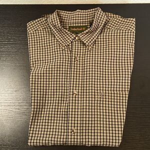 Men's Timberland Long Sleeve Button Front Collared Shirt/Brown/Tan ~ Size XL